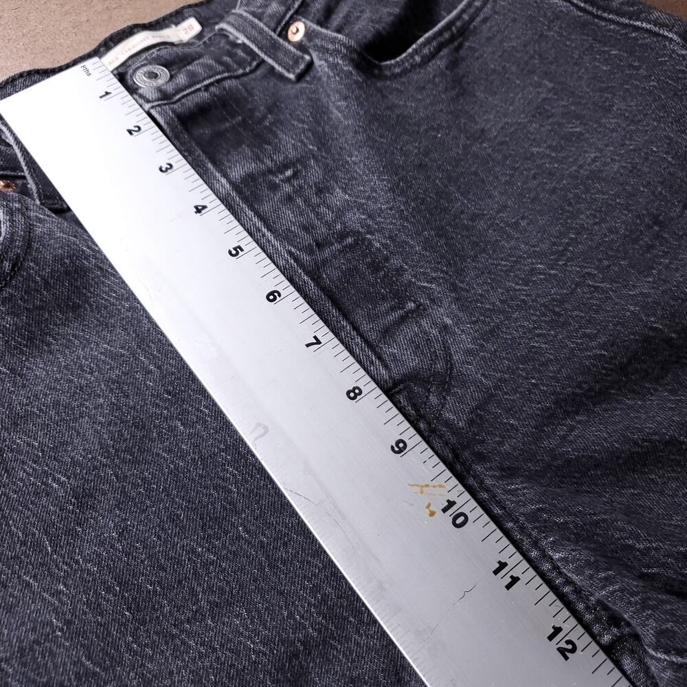 Levi's Premium Ribcage Straight Ankle Jeans Button Fly Stretch Women 28 Black - Picture 7 of 15